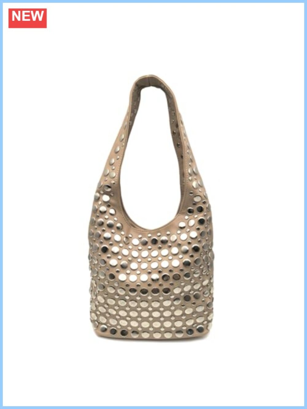 Y2K Hobo Shoulder Bag Studded Synthetic Leather Punk Top Handle Tote Purse